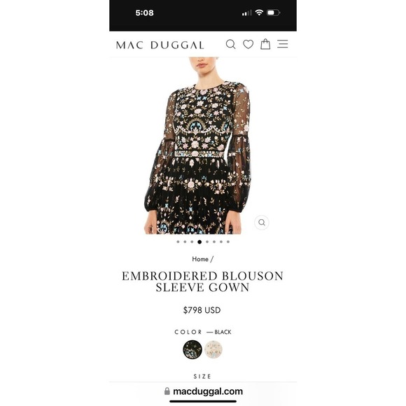 Mac Duggal Sequin Embroidered Gown Blouson Sleeves Size 12 NWT - Picture 7 of 13